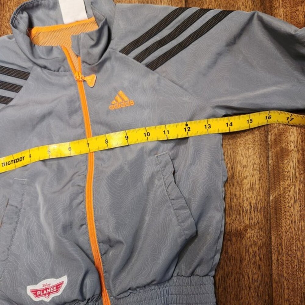 Adidas Disney Planes Windbreaker Jacket Grey Orange Toddler Boys 2T Track Jacket - Picture 4 of 5